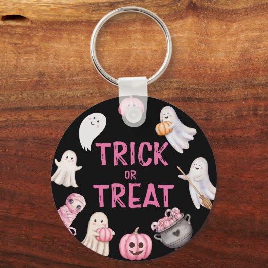 Trick Or Three Halloween Ghost Birthday Party キーホルダー (正面)