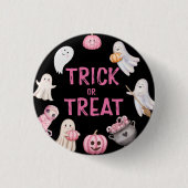 Trick Or Three Halloween Ghost Birthday Party 缶バッジ (正面)