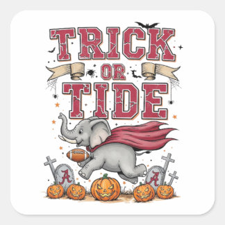 Trick or Tide Alabama ハロウィンステッカー – ビンテージ スクエアシール