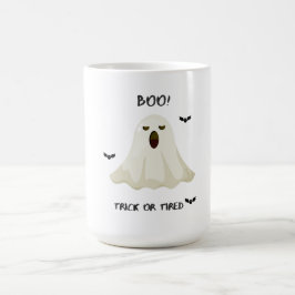 Trick or Tired – Funny Halloween Ghost Coffee Mug コーヒーマグカップ