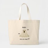 Trick or Tired – Funny Halloween Ghost Tote Bag ラージトートバッグ (正面)
