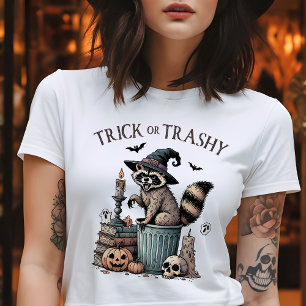 Trick or Trashy ヴィンテージ アライグマ ハロウィン Tシャツ