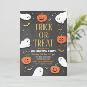 Trick or Treatハローウィンパーティ幽霊たちバッグ金ゴールド 招待状 (スタンド正面)