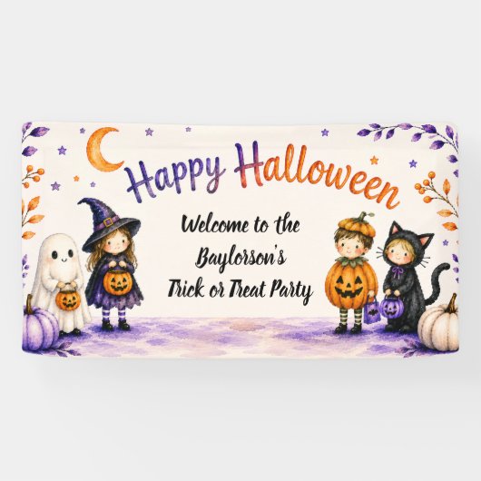 Trick or Treat かわいいハロウィンパーティー  横断幕 (横)