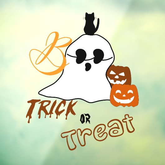 Trick Or Treat Boo with Back Cat and Pumpkin ウィンドウサイン (シート3)