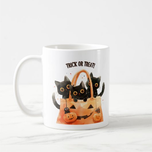 Trick or Treat – Candy Bag Cat Mug コーヒーマグカップ (左)
