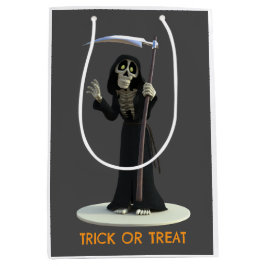 Trick or Treat. Cartoon Grim Reaper ミディアムペーパーバッグ