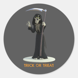 Trick or Treat. Cartoon Grim Reaper ラウンドシール