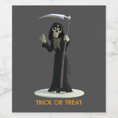 Trick or Treat. Cartoon Grim Reaper ワインラベル (シングルラベル)