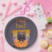 Trick or Treat Cat 9インチ紙プレート ペーパープレート (パーティー)