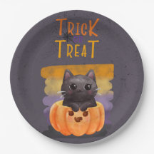 Trick or Treat Cat 9インチ紙プレート