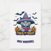 Trick or Treat Cat - Fright Night Violet Black ワインラベル (シングルラベル)