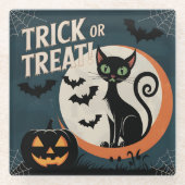 Trick or treat chat noir ガラスコースター (正面)