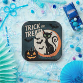 Trick or treat chat noir ペーパープレート (パーティー)