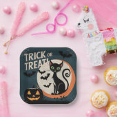 Trick or treat chat noir ペーパープレート (パーティー)