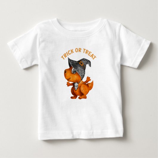 Trick or Treat cute dinosaur ベビーTシャツ (正面)