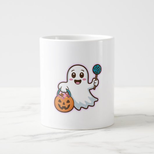 Trick or Treat Cute Ghost ジャンボコーヒーマグカップ (正面)