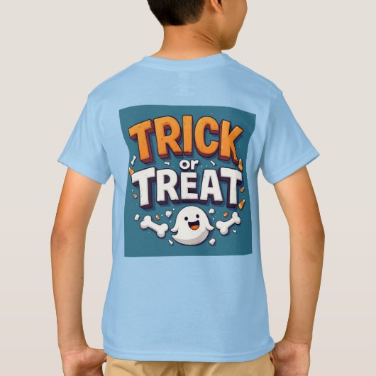 Trick Or Treat Halloween Cartoon Ghost Tシャツ (裏面)