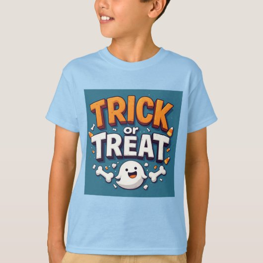 Trick Or Treat Halloween Cartoon Ghost Tシャツ (正面)