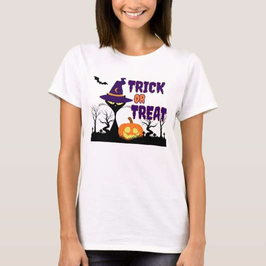 Trick or Treat - Halloween Cat - Woman's T-Shirt Tシャツ (正面)