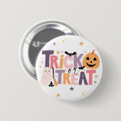 Trick or Treat Halloween Cute Ghost Button Pin 缶バッジ (正面&裏面)