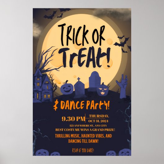 Trick or Treat Halloween Dance Party Invitation🎃 ポスター (正面)