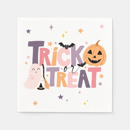 Trick or Treat Halloween Napkins スタンダードカクテルナプキン (正面)