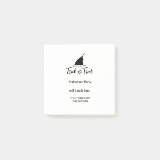 Trick or treat Halloween party black hat details w ポストイット (正面)