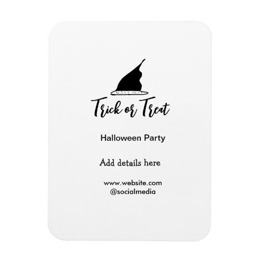 Trick or treat Halloween party black hat details w マグネット (縦)