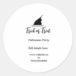 Trick or treat Halloween party black hat details w ラウンドシール