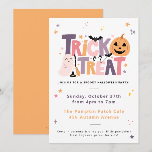 Trick or Treat Halloween Party Invitation 招待状 (正面/裏面)