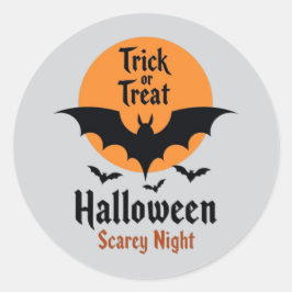 Trick or Treat Halloween Scary Night Bat ラウンドシール