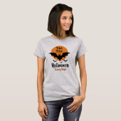 Trick or Treat Halloween Scary Night Bat Tシャツ (正面フル)