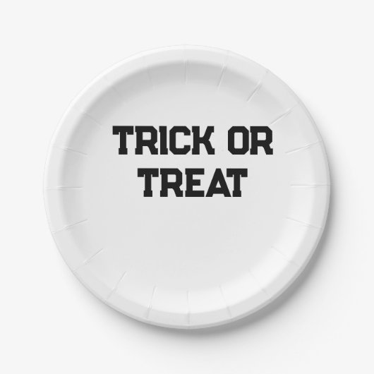 Trick or. Treat Halloween spooky black simple mini ペーパープレート (正面)