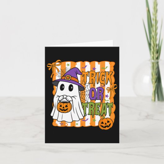 Trick Or Treat Happy Halloween Pumpkin Ghost Boy G カード (正面)