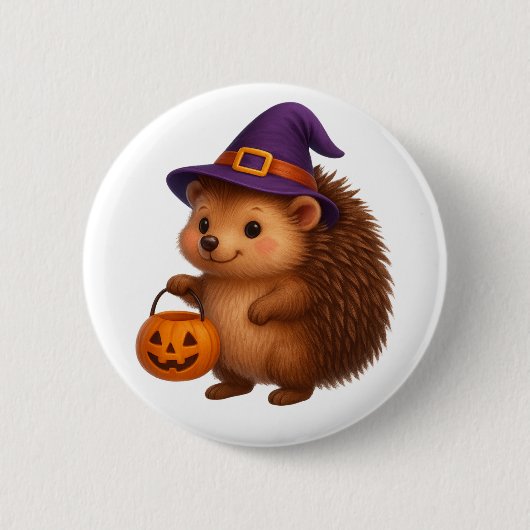 Trick-or-Treat Hedgehog 缶バッジ (正面)