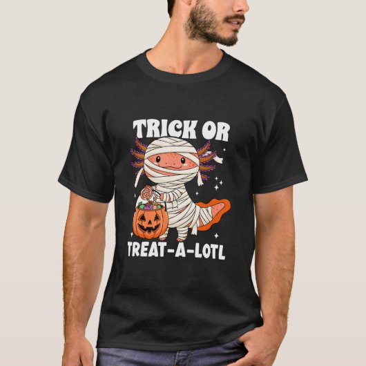 Trick or Treat Lotl Kawaii Axolotl Mummy Halloween Tシャツ (正面)