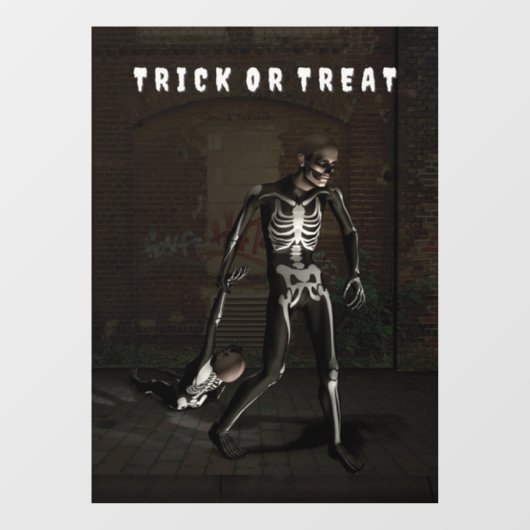 Trick or Treat. Man dressed as skeleton ウィンドウサイン (シート)