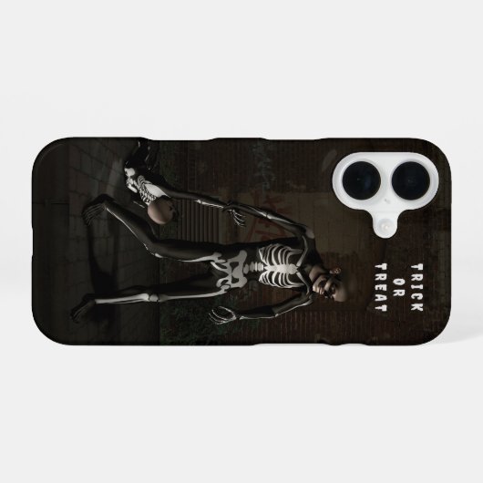 Trick or Treat. Man dressed as skeleton iPhone 16ケース (裏面横)