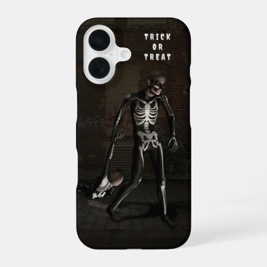 Trick or Treat. Man dressed as skeleton iPhone 16ケース (裏面)