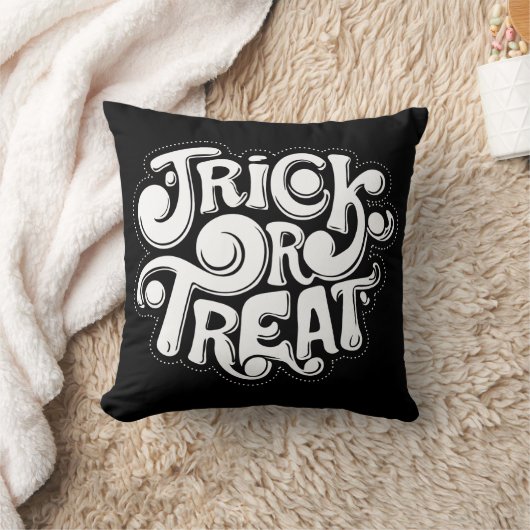 Trick or Treat Modern Halloween Writing クッション (ブランケット)