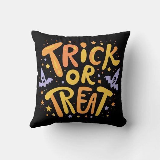 Trick or Treat Modern Halloween Writing クッション (裏面)