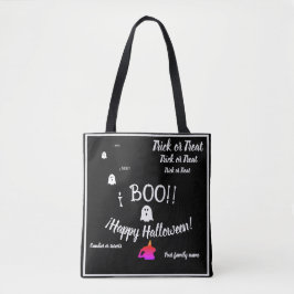  trick or treat,name, halloween personalized, boo! トートバッグ