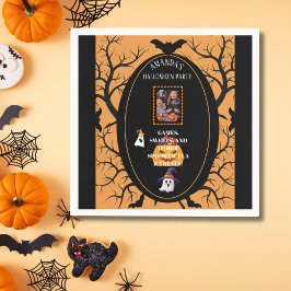 Trick-or-Treat Photo Party Invitation Napkins スタンダードカクテルナプキン