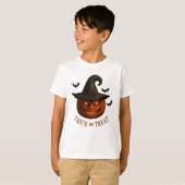 Trick or Treat Pumpkin Witch Hat Halloween Design Tシャツ (正面フル)