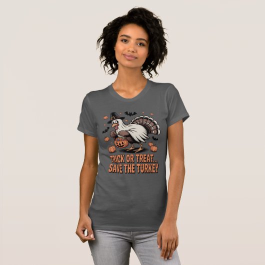 Trick or Treat Save the Turkey Funny Halloween  Tシャツ (正面フル)