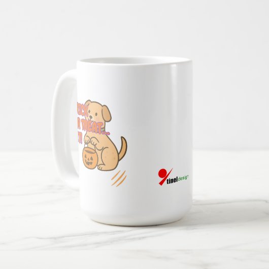 Trick or Treat… Sit! Funny Halloween Dog Desig コーヒーマグカップ (正面左)