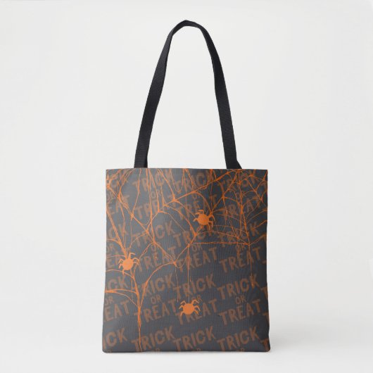 Trick or Treat Spider Black Tote トートバッグ (正面)