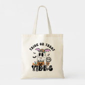 Trick or Treat Vibes Retro Ghost Pumpkin Candy トートバッグ (裏面)