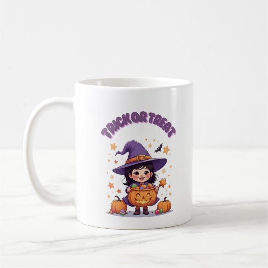 Trick or Treat Witch Mug - Jack O’Lantern purple コーヒーマグカップ (左)